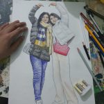 Pencil/Color Painting Couple