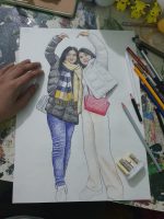 Pencil/Color Painting Couple